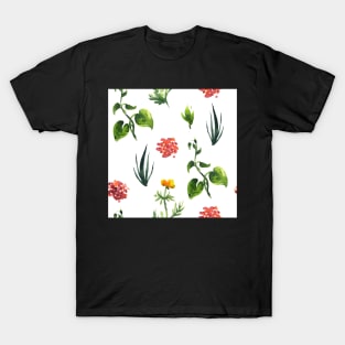 Seamless plants pattern. Floral decorative illustration. T-Shirt